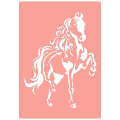 Reusable Stencil - Professional Quality - Dancing Horse - Made in the UK - High Adhesive -  Pink Vinyl Material for Glass, Mirrors, Bottles, Tiles, Wood