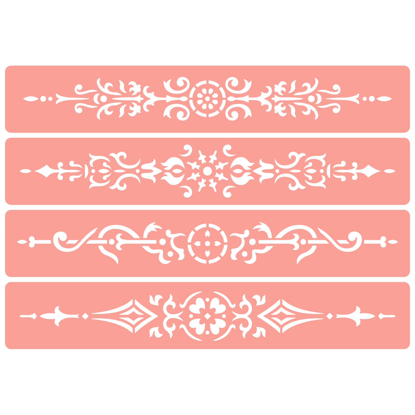 Reusable Stencil - Professional Quality - Decorative Border Collection #1 - Made in the UK - High Adhesive -  Pink Vinyl Material for Glass, Mirrors, Bottles, Tiles, Wood