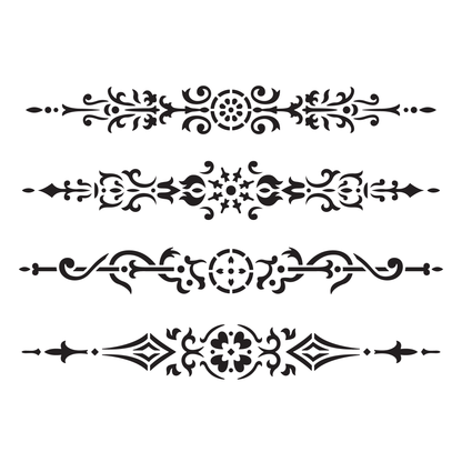 Reusable Stencil - Professional Quality - Decorative Border Collection #1 - Made in the UK - Food Safe Non Adhesive -  White Laser Cut PET Material for Cakes, Cookies, Coffees, Serving Plates