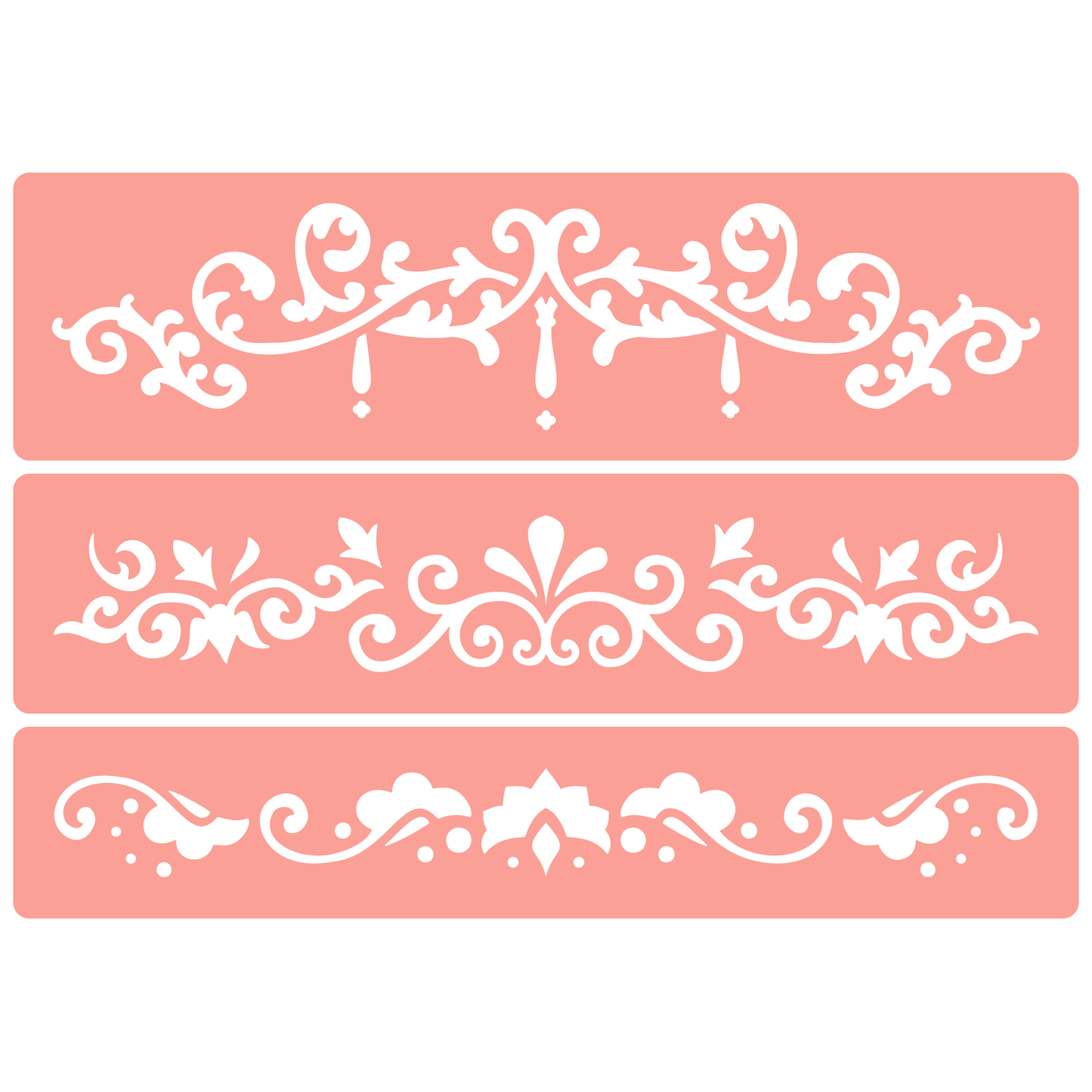 Reusable Stencil - Professional Quality - Decorative Border Collection #2 - Made in the UK - High Adhesive -  Pink Vinyl Material for Glass, Mirrors, Bottles, Tiles, Wood