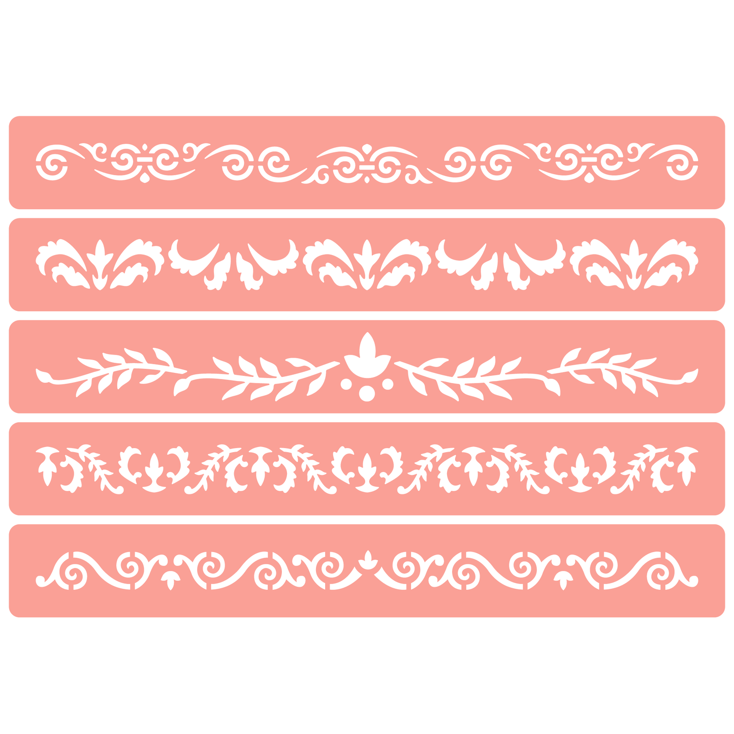 Reusable Stencil - Professional Quality - Decorative Border Collection #3 - Made in the UK - High Adhesive -  Pink Vinyl Material for Glass, Mirrors, Bottles, Tiles, Wood