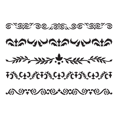 Reusable Stencil - Professional Quality - Decorative Border Collection #3 - Made in the UK - High Adhesive -  Pink Vinyl Material for Glass, Mirrors, Bottles, Tiles, Wood