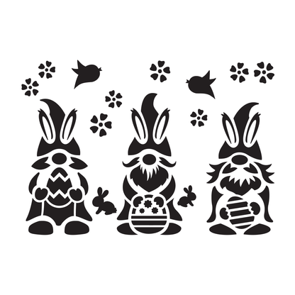 Reusable Stencil - Professional Quality - Easter Gnomes #1 - Made in the UK - High Adhesive -  Pink Vinyl Material for Glass, Mirrors, Bottles, Tiles, Wood