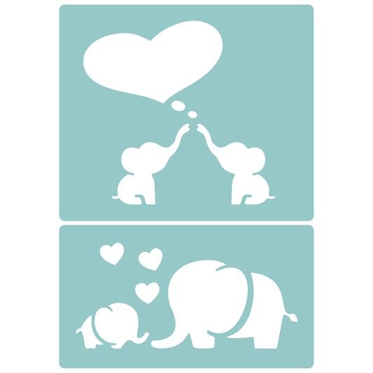 Reusable Stencil - Professional Quality - Elephants Never Forget - Made in the UK - Low Adhesive -  Blue Vinyl Material for Cardmaking, Canvas, Paper, Interior Decor, Layering