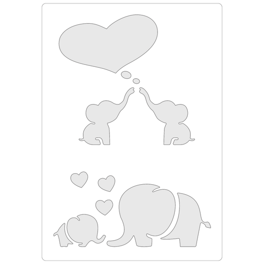 Reusable Stencil - Professional Quality - Elephants Never Forget - Made in the UK - Food Safe Non Adhesive -  White Laser Cut PET Material for Cakes, Cookies, Coffees, Serving Plates