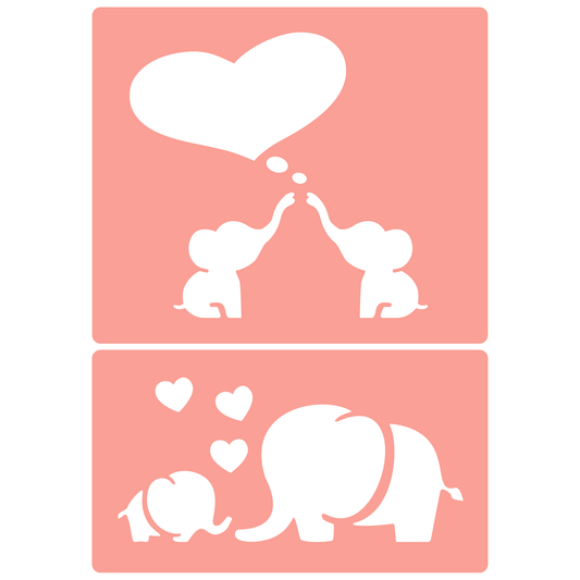 Reusable Stencil - Professional Quality - Elephants Never Forget - Made in the UK - High Adhesive -  Pink Vinyl Material for Glass, Mirrors, Bottles, Tiles, Wood