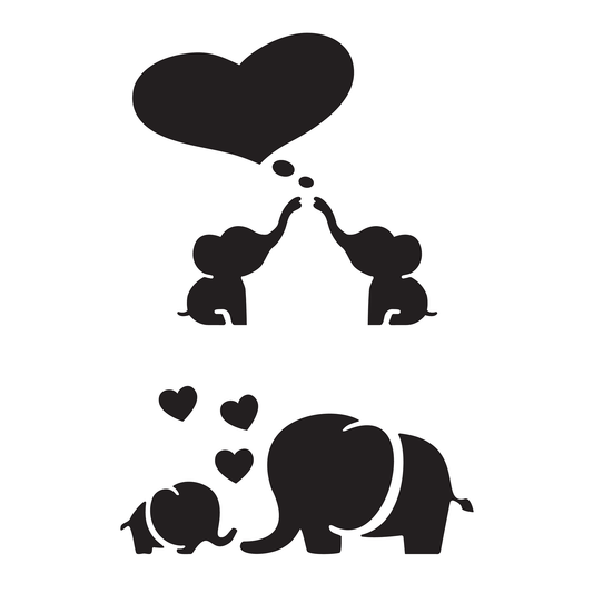 Reusable Stencil - Professional Quality - Elephants Never Forget - Made in the UK - Food Safe Non Adhesive -  White Laser Cut PET Material for Cakes, Cookies, Coffees, Serving Plates