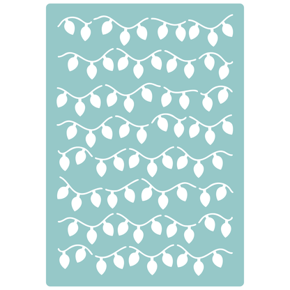 Reusable Stencil - Professional Quality - Fairy Lights #1 - Made in the UK - Low Adhesive -  Blue Vinyl Material for Cardmaking, Canvas, Paper, Interior Decor, Layering