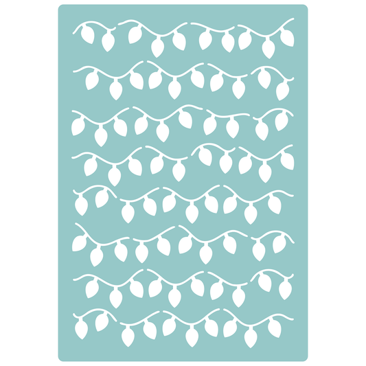 Reusable Stencil - Professional Quality - Fairy Lights #1 - Made in the UK - Low Adhesive -  Blue Vinyl Material for Cardmaking, Canvas, Paper, Interior Decor, Layering