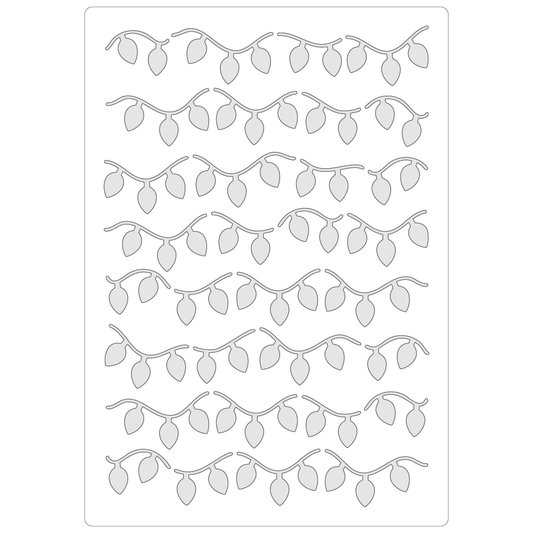 Reusable Stencil - Professional Quality - Fairy Lights #1 - Made in the UK - Food Safe Non Adhesive -  White Laser Cut PET Material for Cakes, Cookies, Coffees, Serving Plates