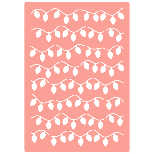 Reusable Stencil - Professional Quality - Fairy Lights #1 - Made in the UK - High Adhesive -  Pink Vinyl Material for Glass, Mirrors, Bottles, Tiles, Wood
