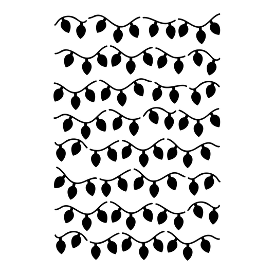 Reusable Stencil - Professional Quality - Fairy Lights #1 - Made in the UK - Food Safe Non Adhesive -  White Laser Cut PET Material for Cakes, Cookies, Coffees, Serving Plates