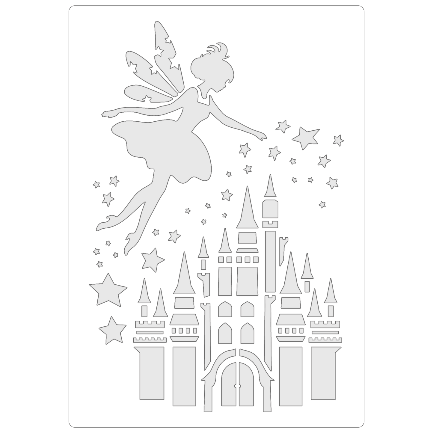 Reusable Stencil - Professional Quality - Fairytale Castle - Made in the UK - Food Safe Non Adhesive -  White Laser Cut PET Material for Cakes, Cookies, Coffees, Serving Plates