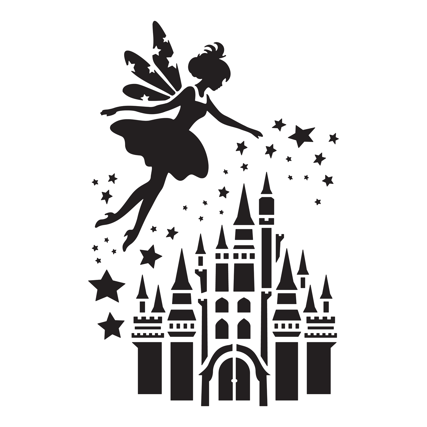 Reusable Stencil - Professional Quality - Fairytale Castle - Made in the UK - High Adhesive -  Pink Vinyl Material for Glass, Mirrors, Bottles, Tiles, Wood