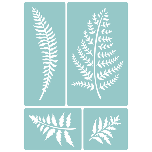 Reusable Stencil - Professional Quality - Fern Collection #1 - Made in the UK - Low Adhesive -  Blue Vinyl Material for Cardmaking, Canvas, Paper, Interior Decor, Layering