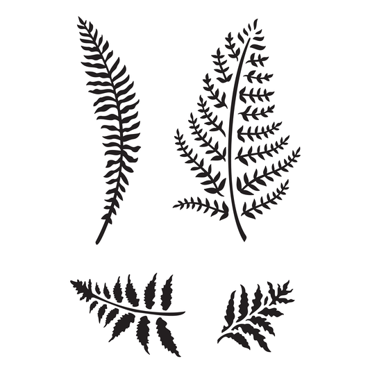 Reusable Stencil - Professional Quality - Fern Collection #1 - Made in the UK - Food Safe Non Adhesive -  White Laser Cut PET Material for Cakes, Cookies, Coffees, Serving Plates
