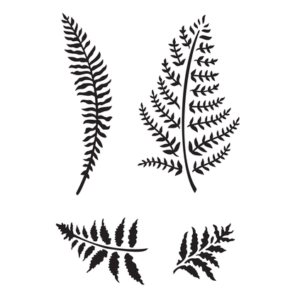 Reusable Stencil - Professional Quality - Fern Collection #1 - Made in the UK - High Adhesive -  Pink Vinyl Material for Glass, Mirrors, Bottles, Tiles, Wood