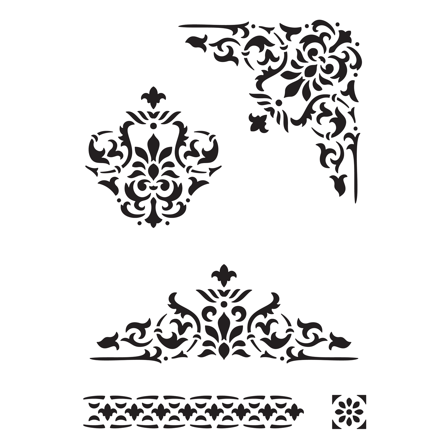Reusable Stencil - Professional Quality - Fleur de Lys Motifs - Made in the UK - High Adhesive -  Pink Vinyl Material for Glass, Mirrors, Bottles, Tiles, Wood