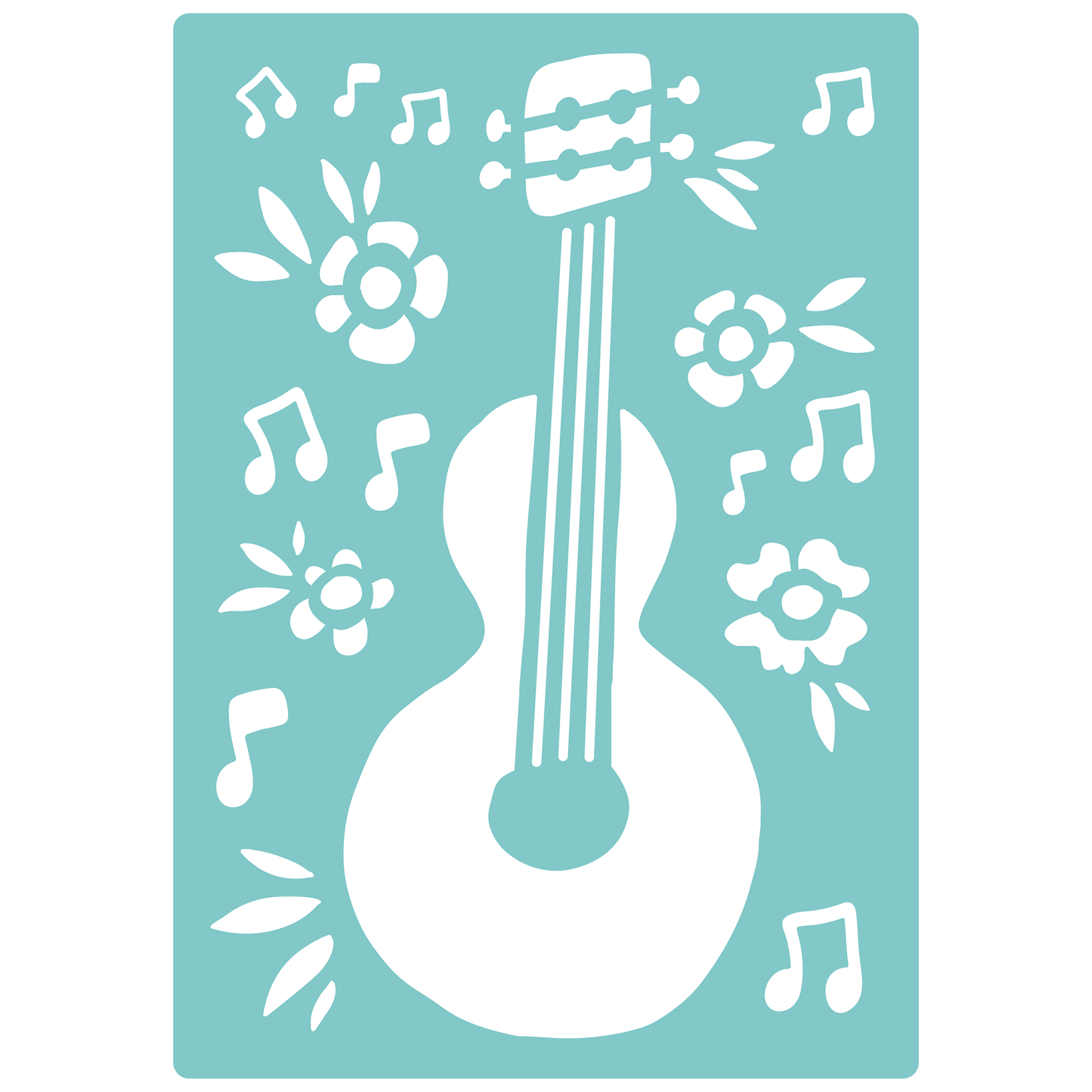 Reusable Stencil - Professional Quality - Floral Flamenco Guitar - Made in the UK - Low Adhesive -  Blue Vinyl Material for Cardmaking, Canvas, Paper, Interior Decor, Layering