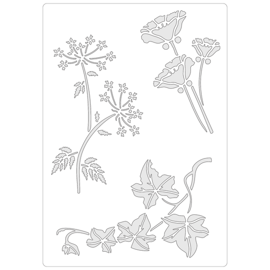Reusable Stencil - Professional Quality - Flower Collection #1 - Made in the UK - Food Safe Non Adhesive -  White Laser Cut PET Material for Cakes, Cookies, Coffees, Serving Plates