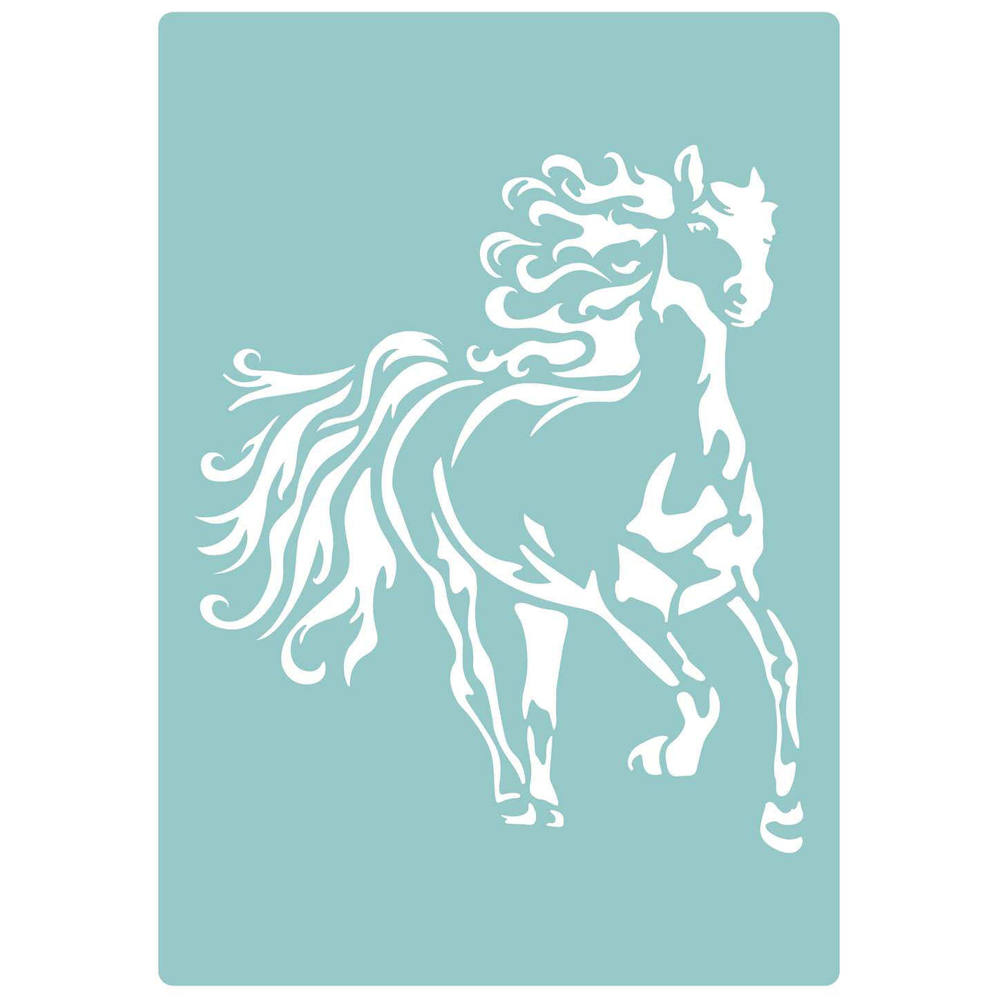 Reusable Stencil - Professional Quality - Flowing Horse - Made in the UK - Low Adhesive -  Blue Vinyl Material for Cardmaking, Canvas, Paper, Interior Decor, Layering