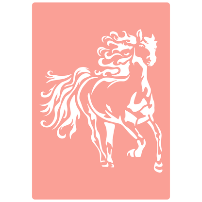 Reusable Stencil - Professional Quality - Flowing Horse - Made in the UK - High Adhesive -  Pink Vinyl Material for Glass, Mirrors, Bottles, Tiles, Wood
