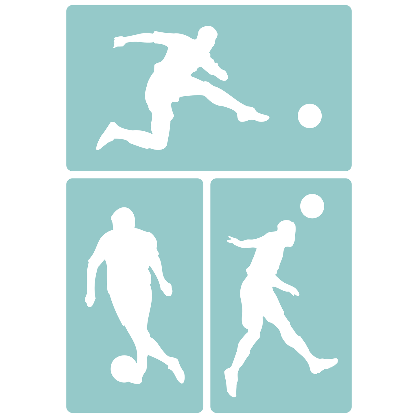 Reusable Stencil - Professional Quality - Football Silhouettes - Made in the UK - Low Adhesive -  Blue Vinyl Material for Cardmaking, Canvas, Paper, Interior Decor, Layering