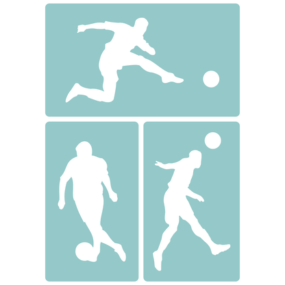 Reusable Stencil - Professional Quality - Football Silhouettes - Made in the UK - Low Adhesive -  Blue Vinyl Material for Cardmaking, Canvas, Paper, Interior Decor, Layering