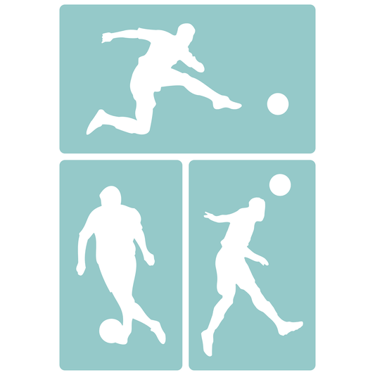 Reusable Stencil - Professional Quality - Football Silhouettes - Made in the UK - Low Adhesive -  Blue Vinyl Material for Cardmaking, Canvas, Paper, Interior Decor, Layering