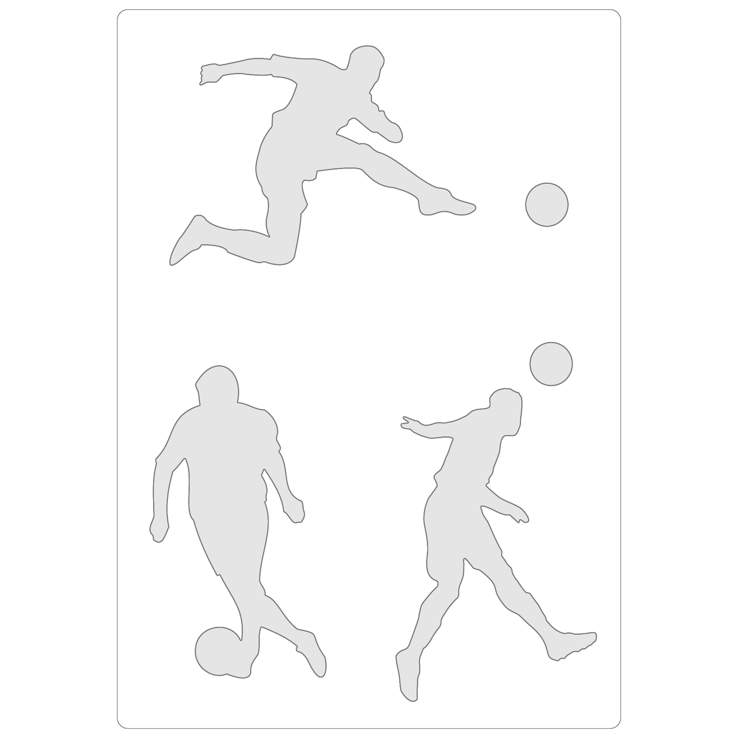 Reusable Stencil - Professional Quality - Football Silhouettes - Made in the UK - Food Safe Non Adhesive -  White Laser Cut PET Material for Cakes, Cookies, Coffees, Serving Plates