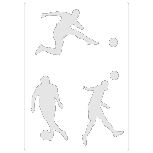 Reusable Stencil - Professional Quality - Football Silhouettes - Made in the UK - Food Safe Non Adhesive -  White Laser Cut PET Material for Cakes, Cookies, Coffees, Serving Plates