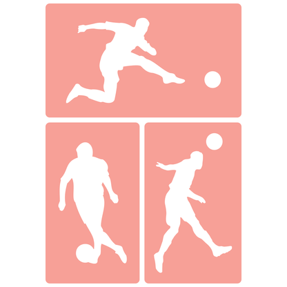 Reusable Stencil - Professional Quality - Football Silhouettes - Made in the UK - High Adhesive -  Pink Vinyl Material for Glass, Mirrors, Bottles, Tiles, Wood