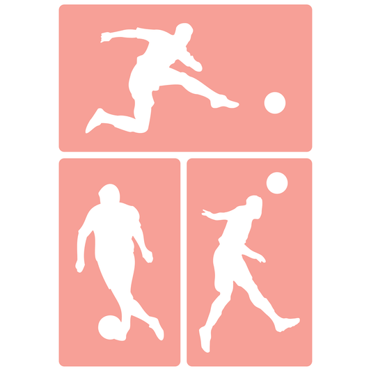 Reusable Stencil - Professional Quality - Football Silhouettes - Made in the UK - High Adhesive -  Pink Vinyl Material for Glass, Mirrors, Bottles, Tiles, Wood