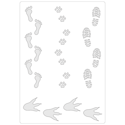 Reusable Stencil - Professional Quality - Footprint Borders - Made in the UK - Food Safe Non Adhesive -  White Laser Cut PET Material for Cakes, Cookies, Coffees, Serving Plates