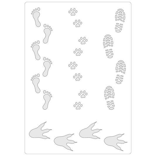 Reusable Stencil - Professional Quality - Footprint Borders - Made in the UK - Food Safe Non Adhesive -  White Laser Cut PET Material for Cakes, Cookies, Coffees, Serving Plates