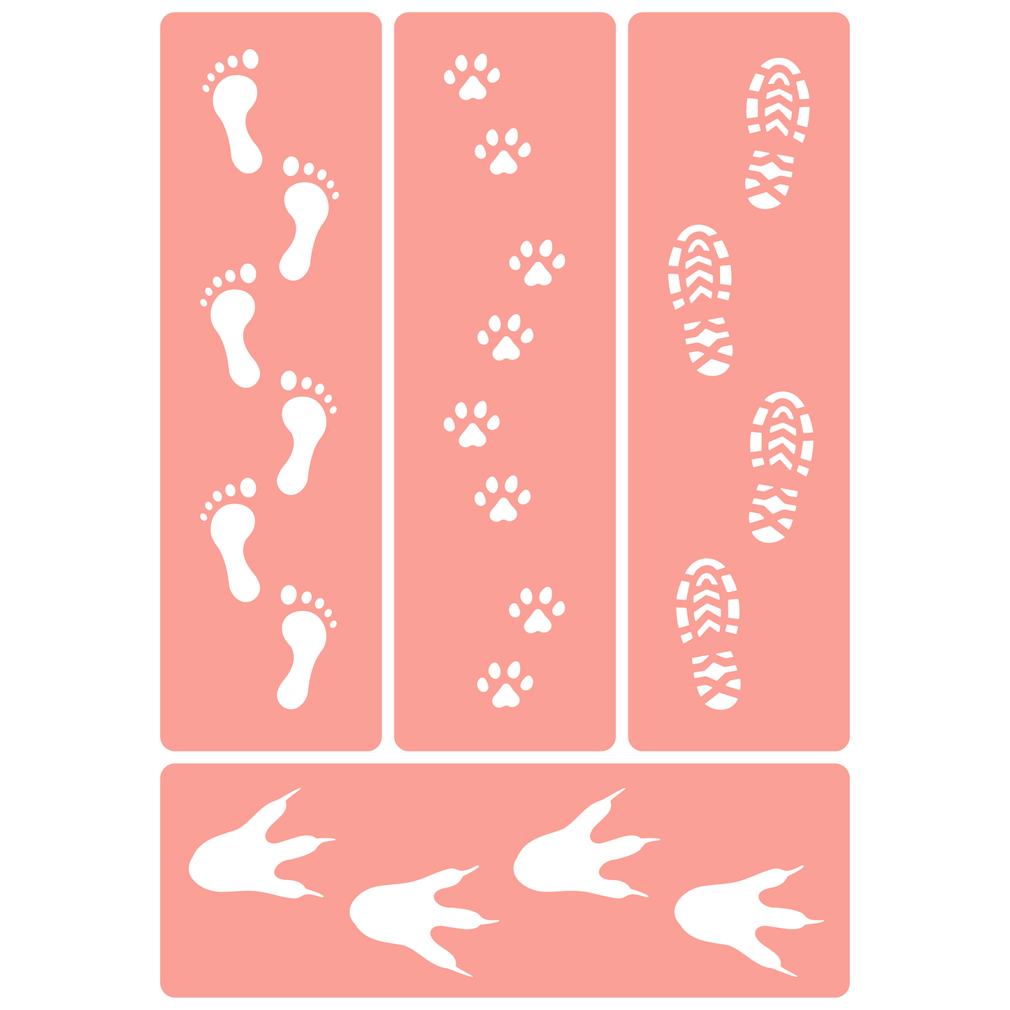 Reusable Stencil - Professional Quality - Footprint Borders - Made in the UK - High Adhesive -  Pink Vinyl Material for Glass, Mirrors, Bottles, Tiles, Wood