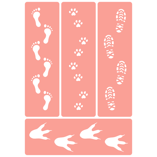 Reusable Stencil - Professional Quality - Footprint Borders - Made in the UK - High Adhesive -  Pink Vinyl Material for Glass, Mirrors, Bottles, Tiles, Wood