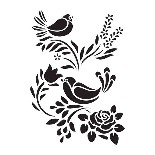 Reusable Stencil - Professional Quality - Garden Birds #1 - Made in the UK - Food Safe Non Adhesive -  White Laser Cut PET Material for Cakes, Cookies, Coffees, Serving Plates