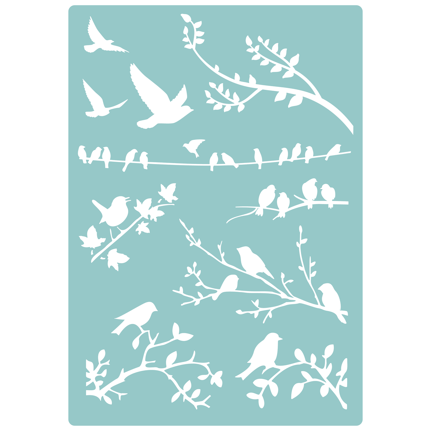 Reusable Stencil - Professional Quality - Garden Birds #2 - Made in the UK - Low Adhesive -  Blue Vinyl Material for Cardmaking, Canvas, Paper, Interior Decor, Layering