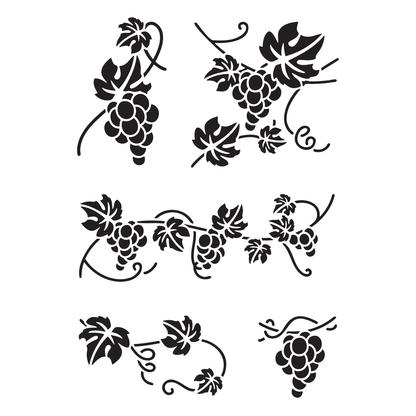 Reusable Stencil - Professional Quality - Grape Vine Collection - Made in the UK - High Adhesive -  Pink Vinyl Material for Glass, Mirrors, Bottles, Tiles, Wood