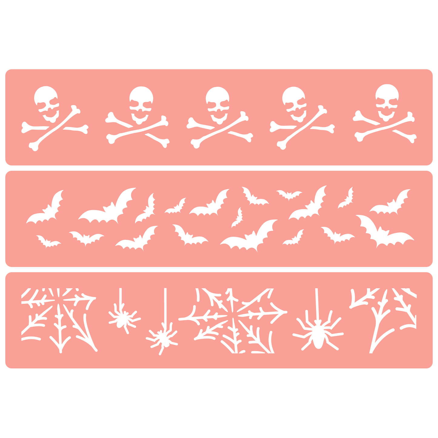 Reusable Stencil - Professional Quality - Halloween Borders - Made in the UK - High Adhesive -  Pink Vinyl Material for Glass, Mirrors, Bottles, Tiles, Wood