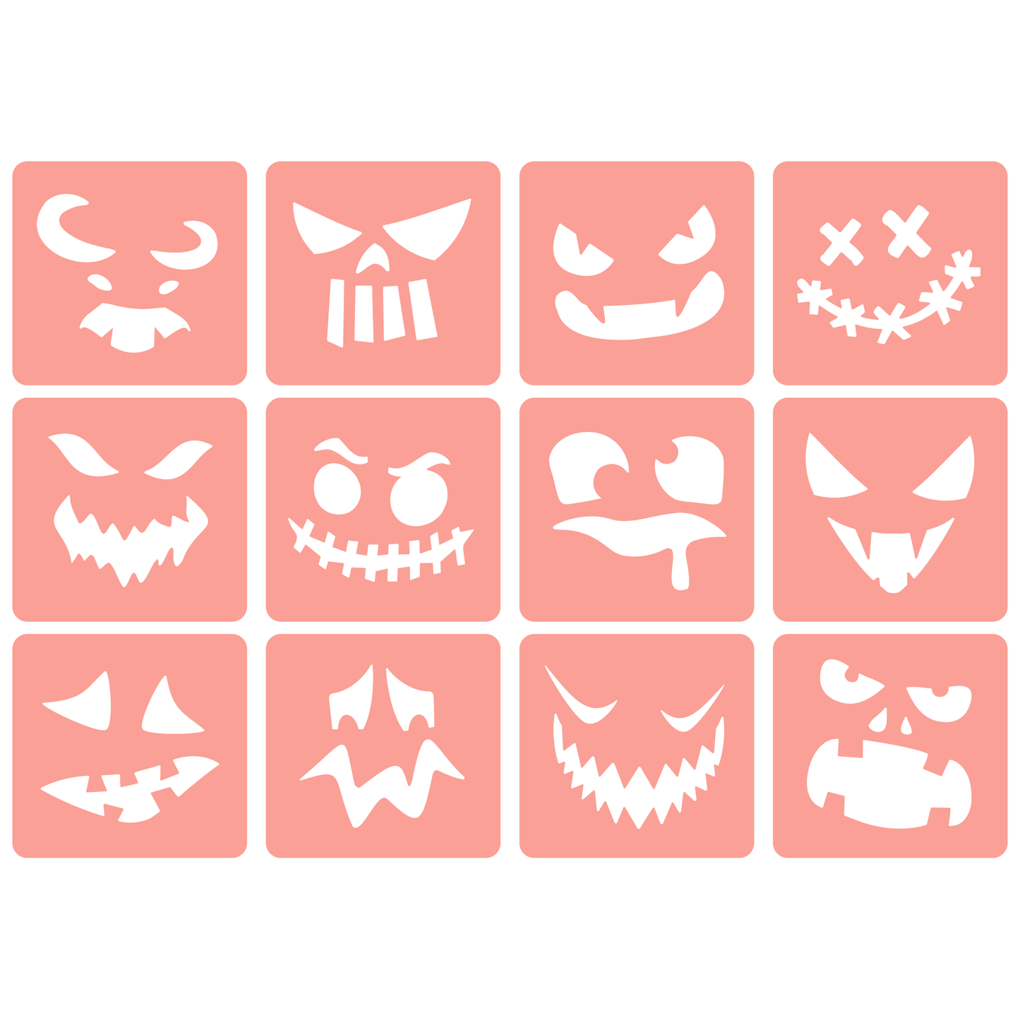 Reusable Stencil - Professional Quality - Halloween Faces - Made in the UK - High Adhesive -  Pink Vinyl Material for Glass, Mirrors, Bottles, Tiles, Wood