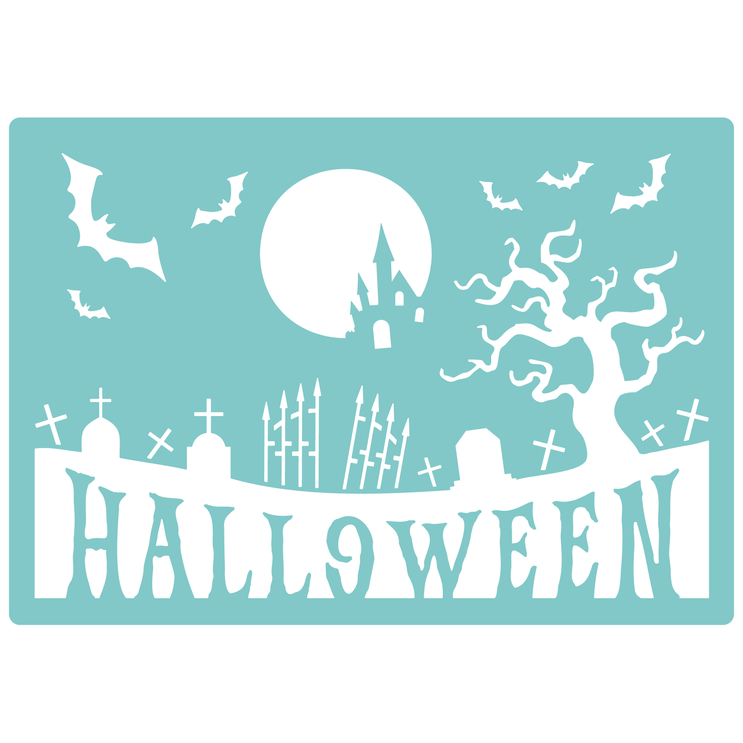 Reusable Stencil - Professional Quality - Halloween Graveyard - Made in the UK - Low Adhesive -  Blue Vinyl Material for Cardmaking, Canvas, Paper, Interior Decor, Layering