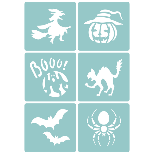 Reusable Stencil - Professional Quality - Halloween Icons - Made in the UK - Low Adhesive -  Blue Vinyl Material for Cardmaking, Canvas, Paper, Interior Decor, Layering