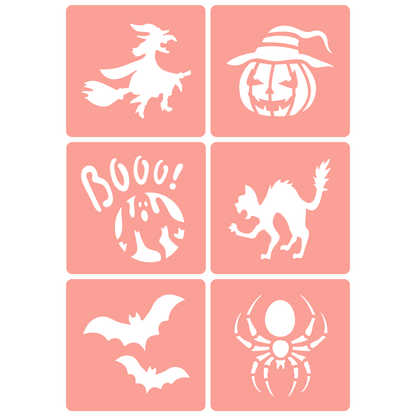 Reusable Stencil - Professional Quality - Halloween Icons - Made in the UK - High Adhesive -  Pink Vinyl Material for Glass, Mirrors, Bottles, Tiles, Wood