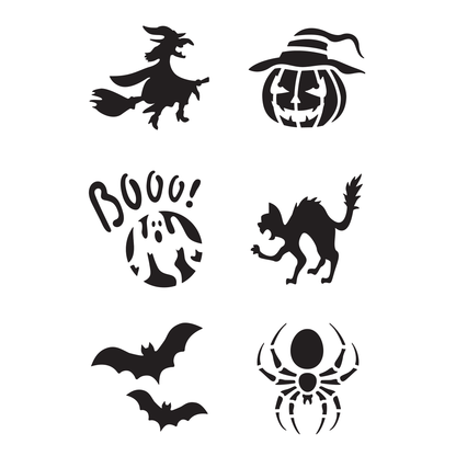 Reusable Stencil - Professional Quality - Halloween Icons - Made in the UK - High Adhesive -  Pink Vinyl Material for Glass, Mirrors, Bottles, Tiles, Wood