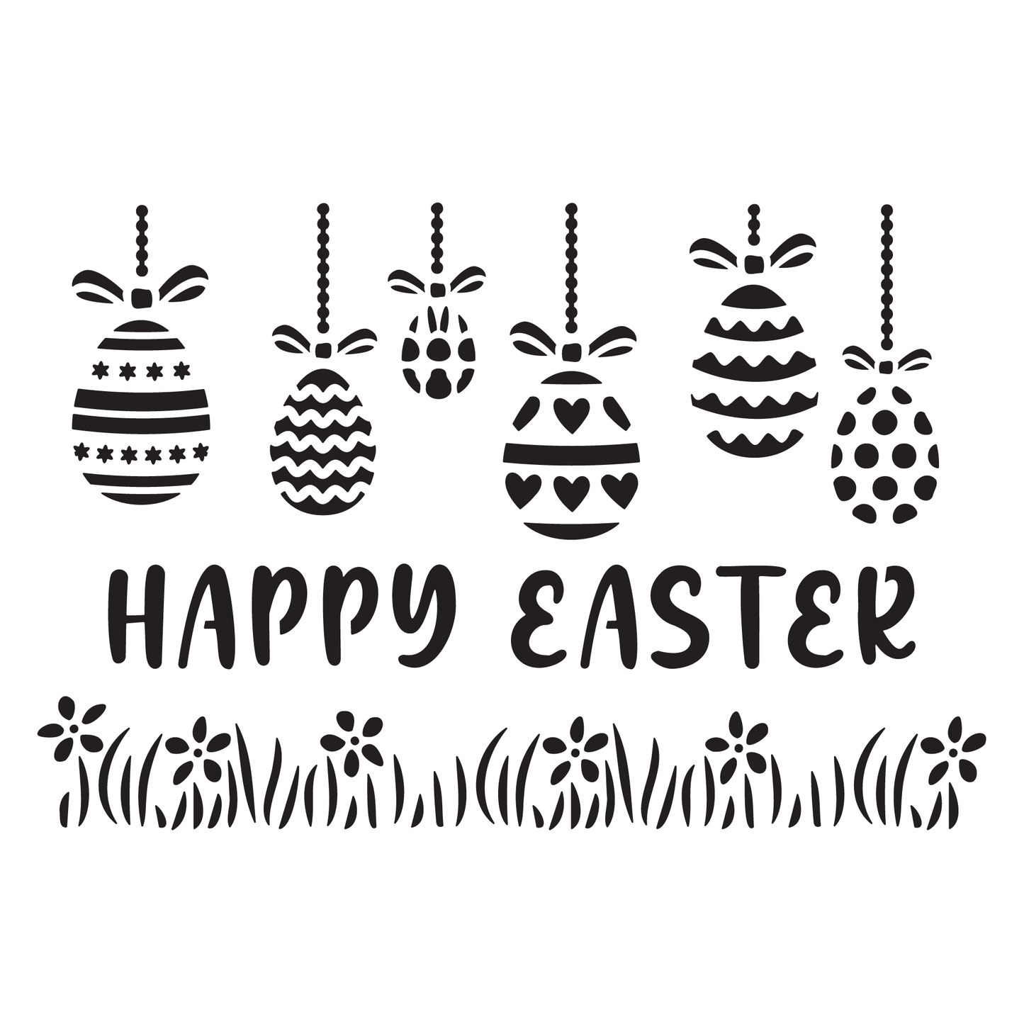 Reusable Stencil - Professional Quality - Happy Easter Baubles - Made in the UK - High Adhesive -  Pink Vinyl Material for Glass, Mirrors, Bottles, Tiles, Wood