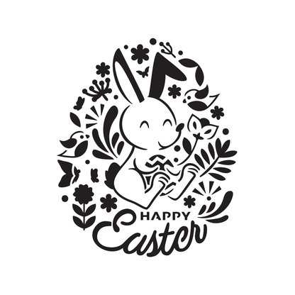Reusable Stencil - Professional Quality - Happy Easter Bunny - Made in the UK - High Adhesive -  Pink Vinyl Material for Glass, Mirrors, Bottles, Tiles, Wood
