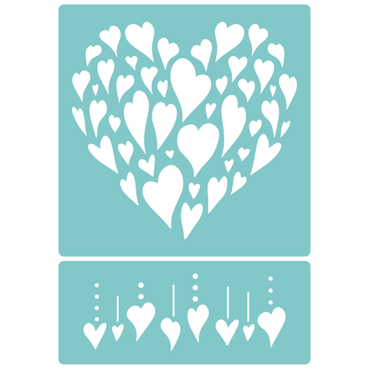 Reusable Stencil - Professional Quality - Heart Of Hearts - Made in the UK - Low Adhesive -  Blue Vinyl Material for Cardmaking, Canvas, Paper, Interior Decor, Layering