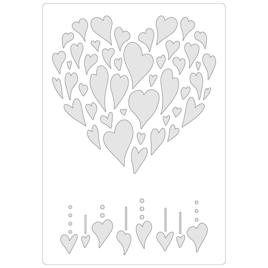 Reusable Stencil - Professional Quality - Heart Of Hearts - Made in the UK - Food Safe Non Adhesive -  White Laser Cut PET Material for Cakes, Cookies, Coffees, Serving Plates